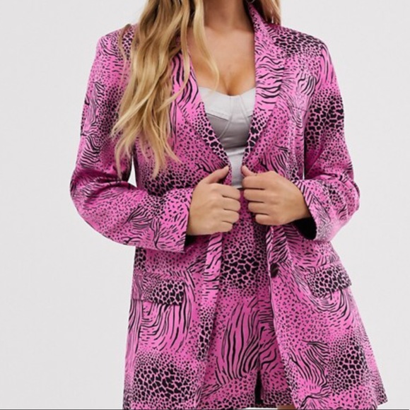 ASOS Jackets & Blazers - Pink Animal Print Blazer